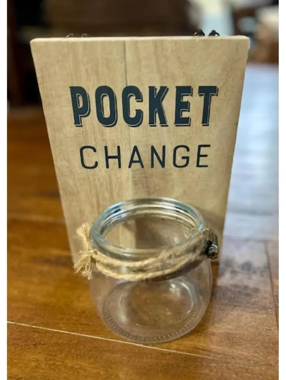 Rustic Wooden Wall Pocket Change Jar Holder